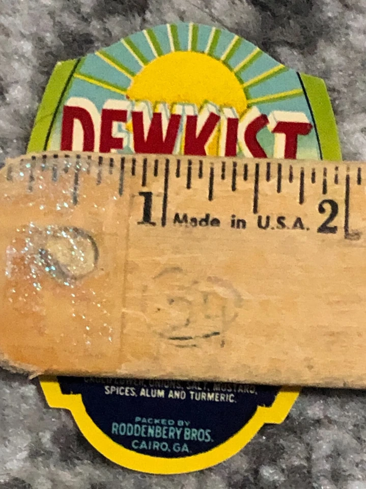 Vintage Pickles Label Sour Chow Chow Dewkist Old Jar Bottle Antique 1930's - Image 2 of 3