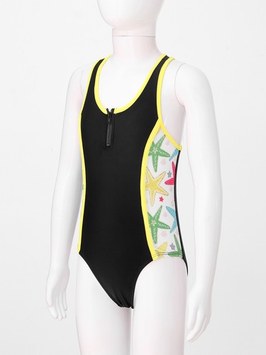 Kids Girls Swimsuit Sleeveless Floral Print Leotard with Shorts Bathing Suit - Picture 74 of 90