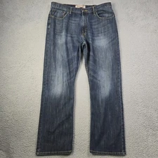 Wrangler Jeans Mens 36x30 Blue Denim Relaxed Bootcut Medium Distressed Retro