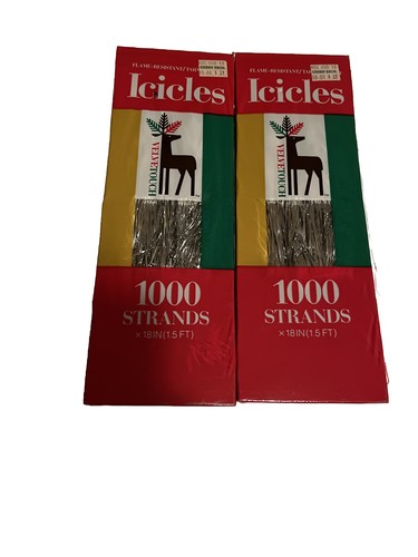 Velvet Touch Icicles 2 Boxes Christmas Tree Holiday Silver Decor 1000 Strands - 第 1/3 張圖片
