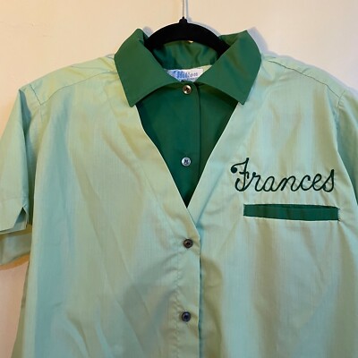 t*読様 Hilton bowlingshirt 50s Vintage 1950s Hilton Bowling Shirt Green Two Tone Button Up