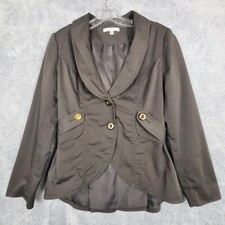 Cabi 769 Womens Jacket Size 8 Brown Work It Peplum Button Up Shawl Collar Belted