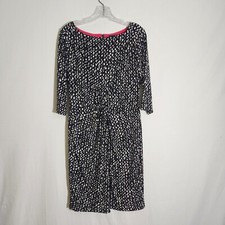 Tahari ASL Womens Dress Black 10 3/4 Sleeve Scoop Neck Back Zip Ruched Twist