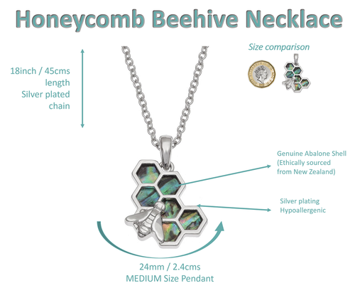 Bee Honeycomb Necklace and Earrings Elegant Birthday Valentines Womens Gift - Picture 6 of 12