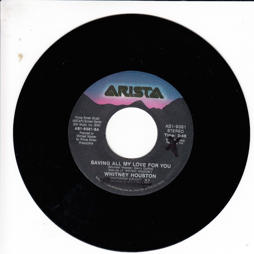 WHITNEY HOUSTON Saving All My Love For You VG(+) 45 RPM P/S VG(+) - Foto 3 di 4