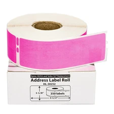 DYMO LW 30252 PINK Address Labels for LabelWriter - 1 Roll of 350 - FAST SHIP