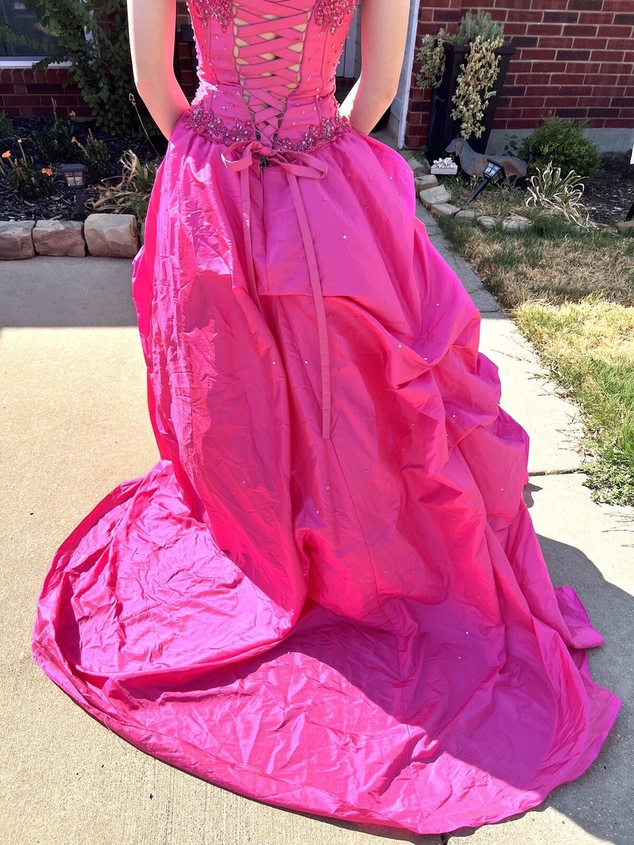 hot pink dress halloween costume Adult Beauty Queen Barbie Pageant Southern Debutante Sz 0 elegant tan shoes
