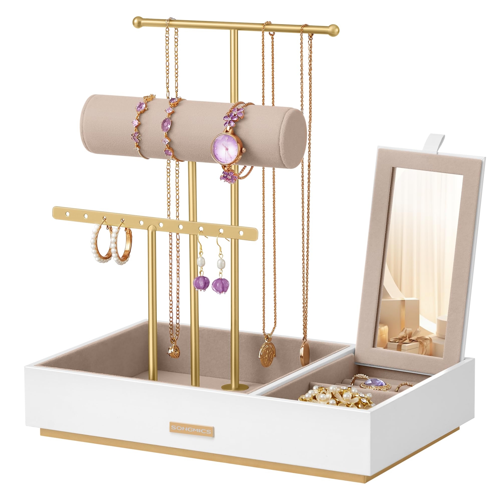 SONGMICS Espositore Portagioie Porta Collane e Orecchini Supporto per Gioiell...