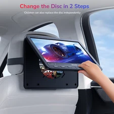 2 x10.5" Dual Screen Car Headrest DVD Player Monitor TV Rechargeable Battery USB