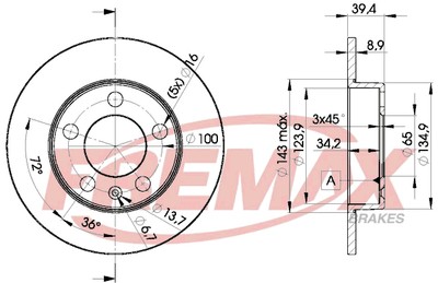 Remax BD-5601 Brake Disc for Audi, Seat, Skoda, VW