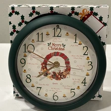 VTG Christmas Carols Holiday Desk Wall Musical 8” Clock SEE DESCRIPTION