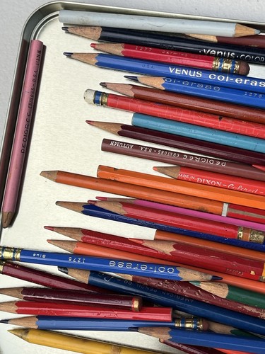 Vintage Wood Colored Pencil/Crayons Lot Venus Eagle Dixon Pink Mongol Wallace - Picture 6 of 11