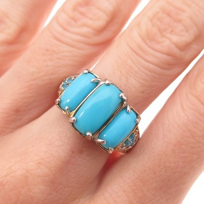 D'Joy Ring Sterlingsilber zweifarbig echt Dornröschen Türkis Apatit Größe 8