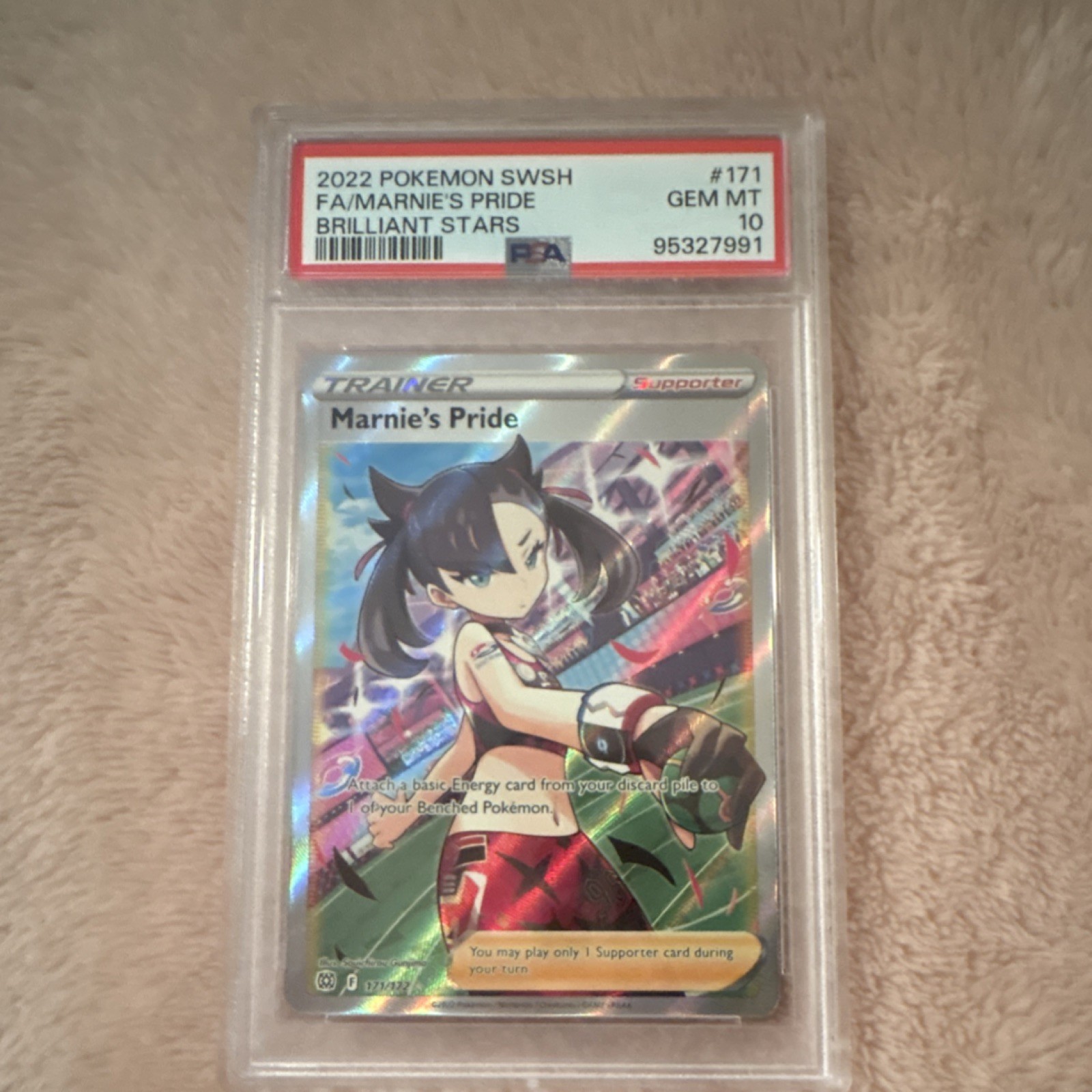Pokémon 2022 Marnie's Pride Full Art Holo Ultra Rare 171/172 PSA 10