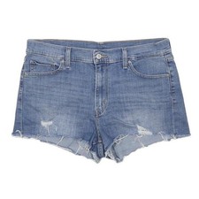 LEVI'S Womens Denim Blue Cotton Blend Cut-Off Shorts M W32 Distressed Style