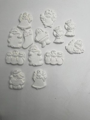 Christmas Plaster Ornaments Angels Santa Choir Lot of 13 Paint Your Own Crafts