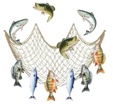 11 Pcs Gone Fishing Party Decorations Kit Fishing Net Cute Cardstock