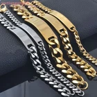 8/10/15mm Silver/Gold Stainless Steel Cuban Link Chain ID Bracelet for Men