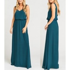 NWT Show Me Your Mumu Kendall Maxi Dress in Deep Jade Chiffon
