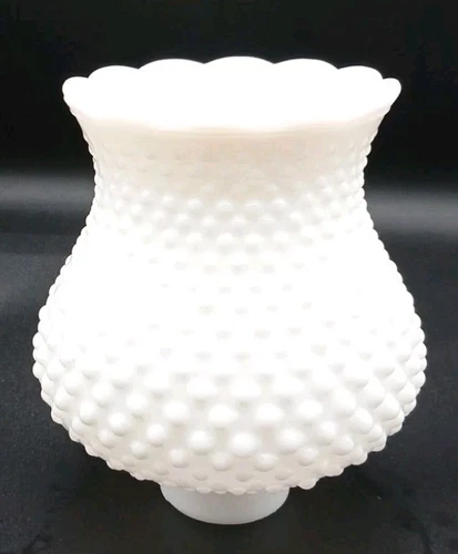 Vintage Hobnail White Milk Glass light globe 5 1/4" tall with ruffled edge NICE!