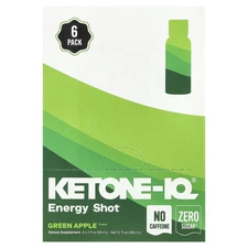 2 X  Ketone-IQ, Energy Shot, Green Apple, Caffeine Free, 6 Bottles, 2 fl oz (59