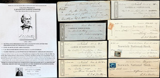 CIVIL WAR LINCOLN ASSASSINATION VICE PRESIDENT SENATOR CT CHECK DOCUMENTS SIGNED