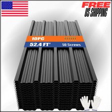 Black Corrugated Galvanized Steel Roof Panels with Screw 10pcs 52.4 ft 