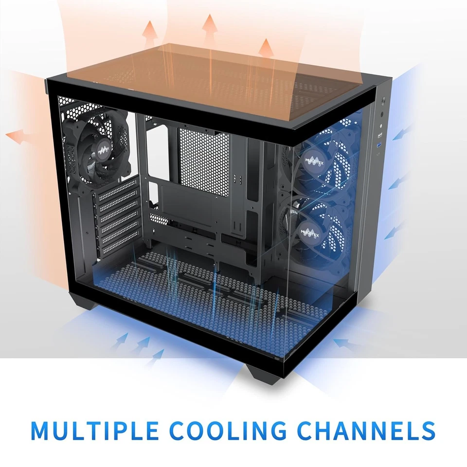 Y6 ATX PC Case w/ 3 Fans, 270° Glass, USB-C, Supports 360mm Liquid Cooler - Image 4 of 4