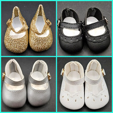13" 14" Doll Shoes Maryjanes Dress 25mm x 50mm Black Gold Silver White CHOICE