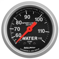 Autometer Sport-Comp Mechanical Water Temp Gauge 2 1/16 Dia Blk Face 3332M