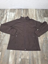 Women s Brown Lucy Tech Full Zip Up Jacket Size Large Long Sleeve. Slimming