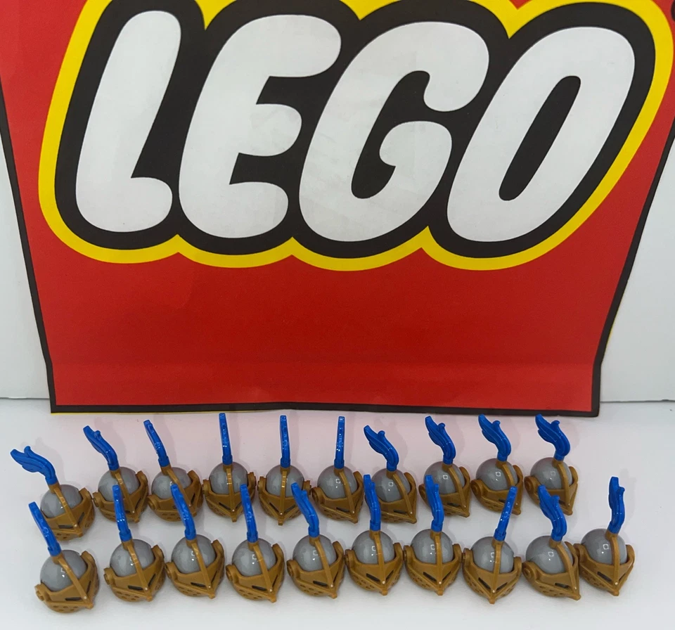 Lego Castillo Gris Azulado Claro Casco con Oro Plata Visera Punta Azul 60 un. Foto 3 de 3
