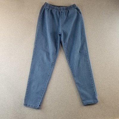 Woman Within Jeans Women's Sz 12WP Pull On Stretch Waist Med Wash Normcore Comfy