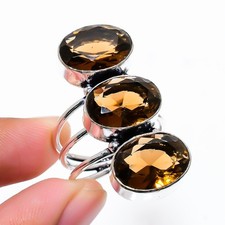 Smoky Quartz Gemstone 925 Sterling Silver Jewelry All Size Ring For Gift