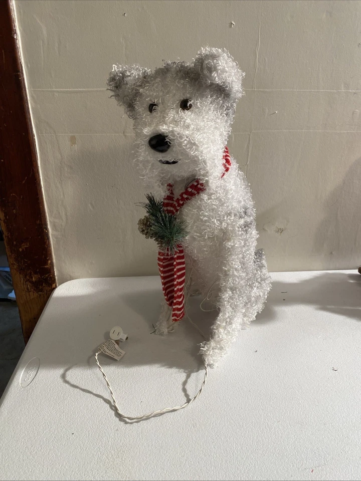 Navidad Iluminado Perro Blanco y Gris Terrier Interior Exterior Decoración de Navidad Foto 2 de 4