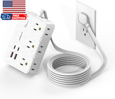 Flat Plug Power Strip Surge Protector, 5Ft Ultra Thin Extension Cord with 4 USB