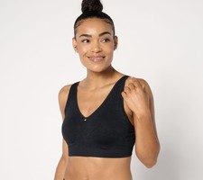 Breezies Women's Bra Sz 44B Seamless Floral Jacquard Wirefree Black A648378