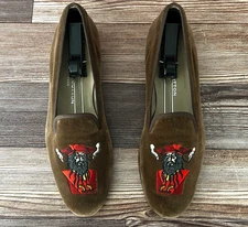 SO CUTE! Women's $575 Stubbs & Wootton “BLACKBEARD" Slippers Loafers Shoes 9.5