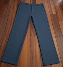 Men's Blue Solid Slim Fit Stretch Flat Front Dress Pants 38 Regular Zip Button