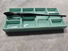 9 Well Professional Ceramic Artist Palette | Watercolor Artist | Green