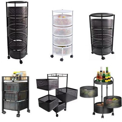 Drehbares Aufbewahrungsregal Rollwagen Wagen Küche Bad Organizer Gemüse Regal