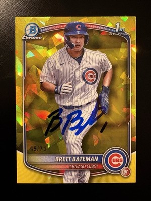 Brett Bateman SIGNED IP 2025 Bowman Chrome 1st YELLOW ICE REFRACTOR /75 AUTO