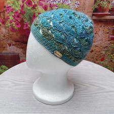 Handmade Soft Knit Crochet Beanie Blue Shades