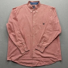 Chaps Men's Button Down Shirt 2XT/2TGL Red Gingham Long Sleeve