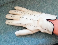 Echt Italienische Leder Creme Leder Handschuhe Kaschmir Gefüttert Gr. M Guter Zustand