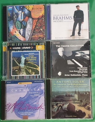 Lot of 6 Classical CD's-Brahms, Mozart, Bloch, Dvorak, Chadwick, Chopin, Soler