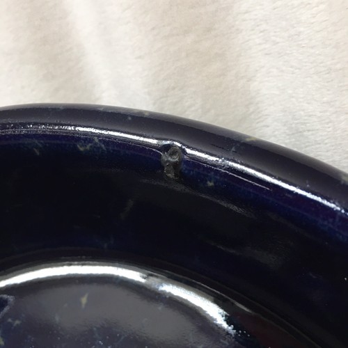 Bennington Blue Agate Spongeware HEART 12" OOAK David Gill Vtg 1951 - Picture 7 of 7