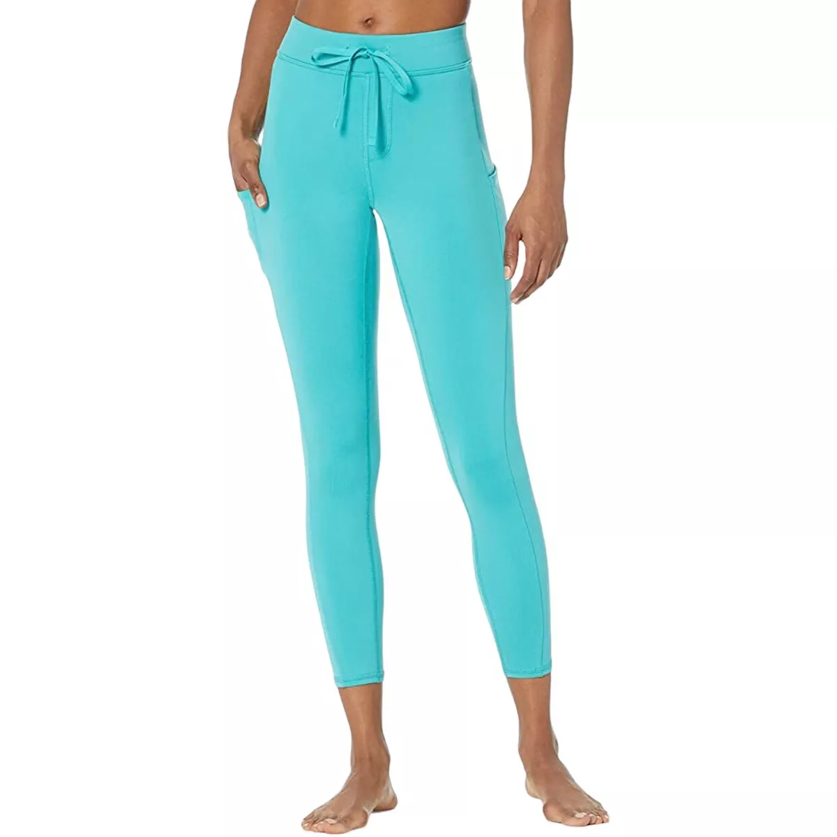 Alo Yoga Women's S Aqua Blue High-Waist Checkpoint Drawstring Pocket  Leggings