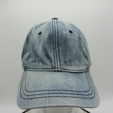 Distressed Jeans Denim Adult Hat Cap Blue Strap Back