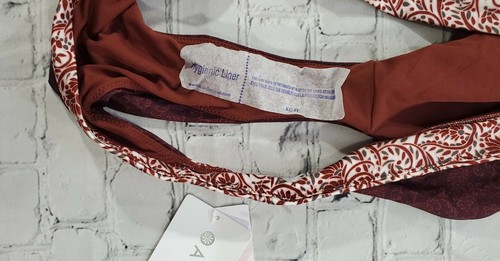 Athleta SIZE SMALL Aqualuxe Batik Bikini Bottom Mid Rise 453784 Burgundy White - Picture 6 of 9